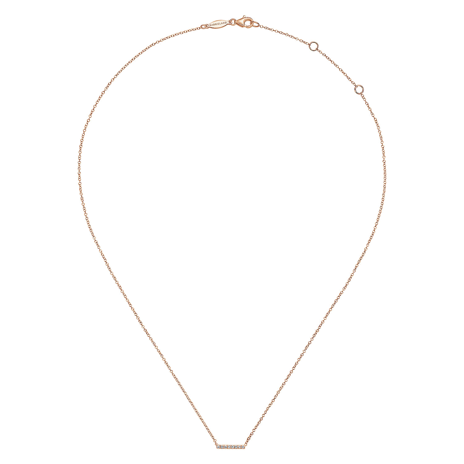 14K Rose Gold Petite Pavé Diamond Bar Necklace