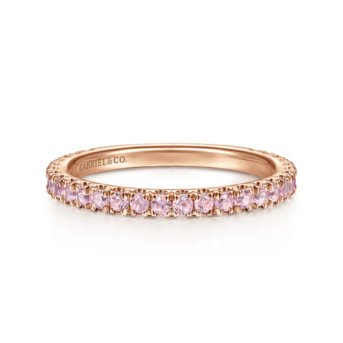 14K Rose Gold Pink Created Cubic Zirconia Stackable Ring