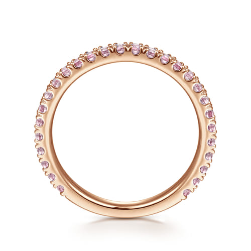 14K Rose Gold Pink Created Cubic Zirconia Stackable Ring