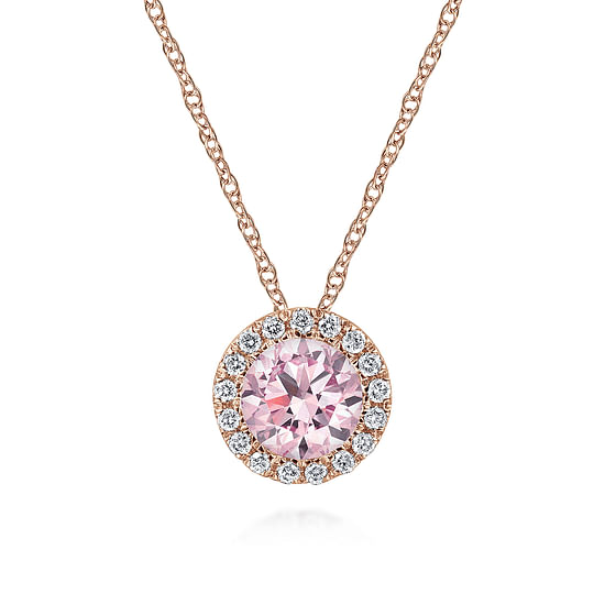 Gabriel - 14K Rose Gold Pink Created Zircon Pendant Necklace