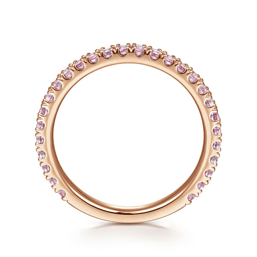 14K Rose Gold Pink Created Zircon Stackable Ring