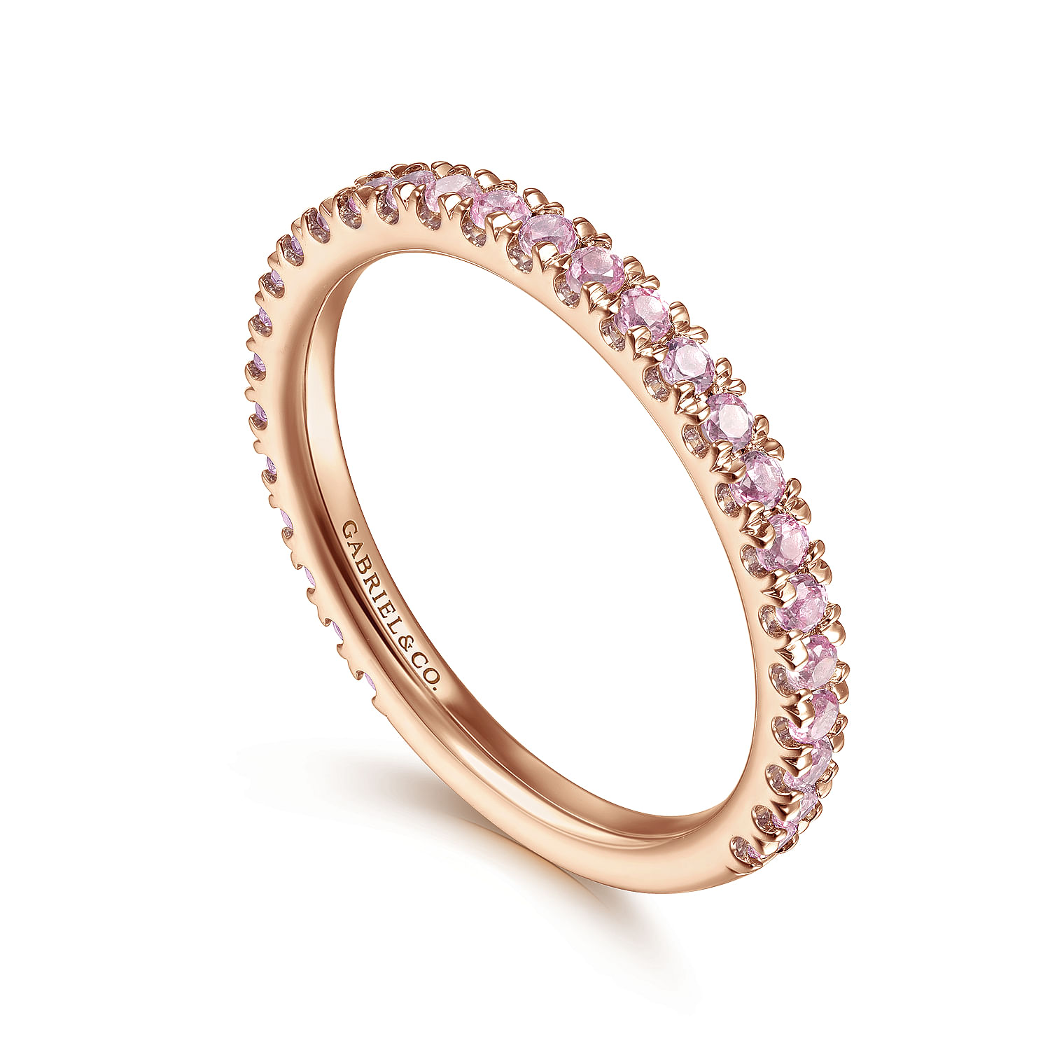 14K Rose Gold Pink Created Zircon Stackable Ring