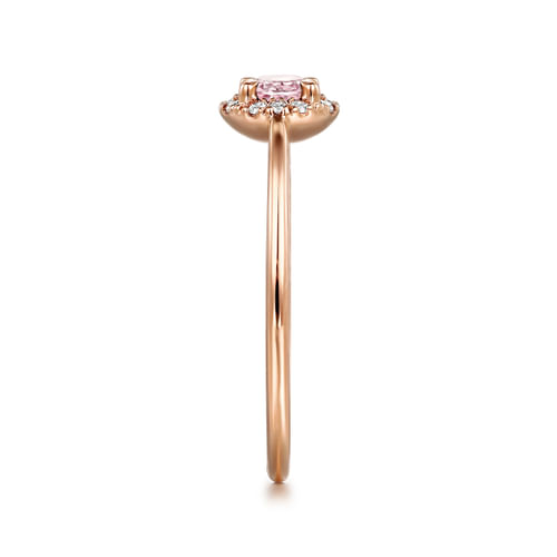 14K Rose Gold Pink Created Zircon and Diamond Halo Promise Ring
