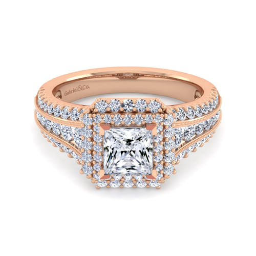 14K Rose Gold Princess Cut Diamond Channel Set Engagement Ring