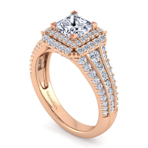 14K Rose Gold Princess Cut Diamond Channel Set Engagement Ring
