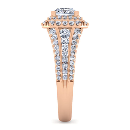 14K Rose Gold Princess Cut Diamond Channel Set Engagement Ring