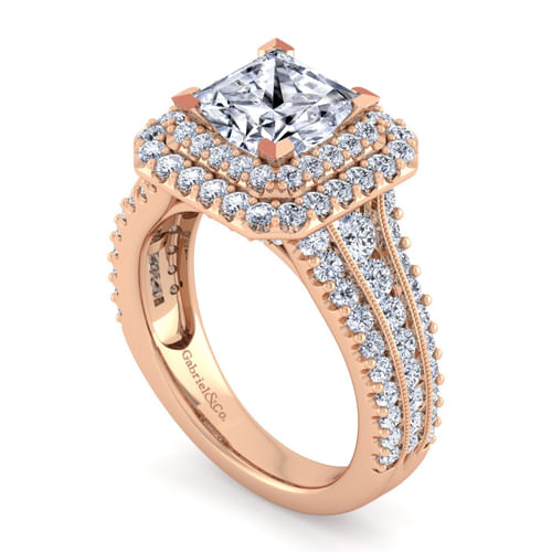 14K Rose Gold Princess Cut Diamond Channel Set Engagement Ring