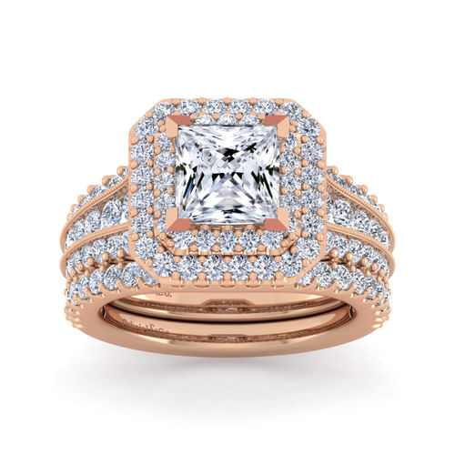 14K Rose Gold Princess Cut Diamond Channel Set Engagement Ring