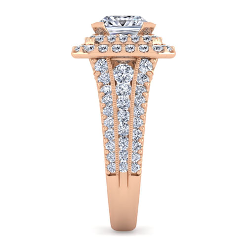 14K Rose Gold Princess Cut Diamond Channel Set Engagement Ring