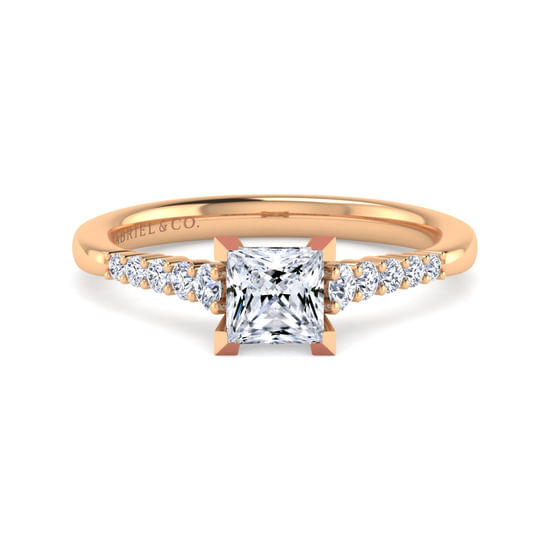 Gabriel - 14K Rose Gold Princess Cut Diamond Engagement Ring