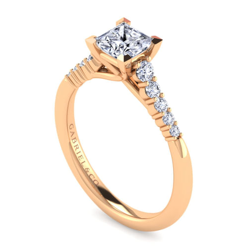 14K Rose Gold Princess Cut Diamond Engagement Ring