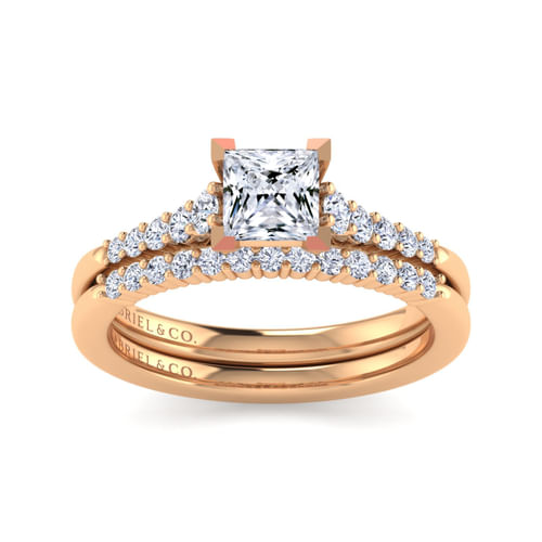 14K Rose Gold Princess Cut Diamond Engagement Ring