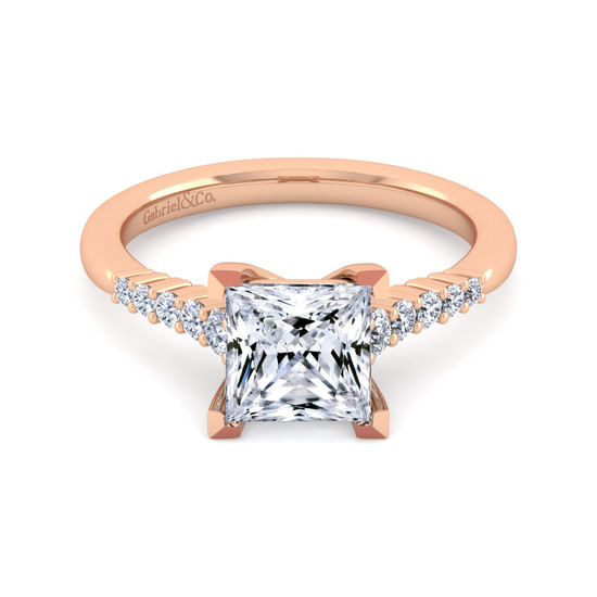 Gabriel - 14K Rose Gold Princess Cut Diamond Engagement Ring