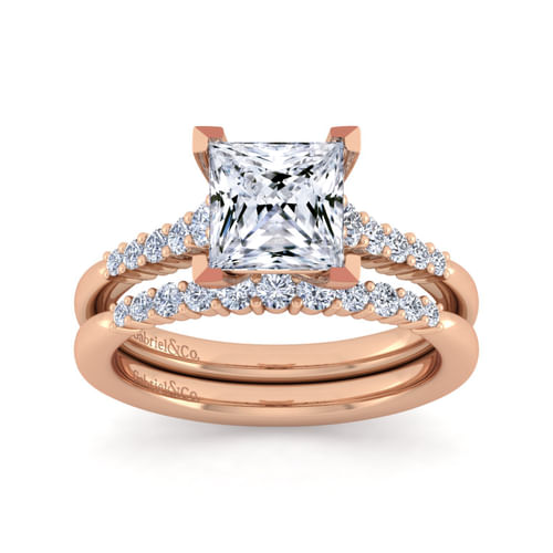 14K Rose Gold Princess Cut Diamond Engagement Ring