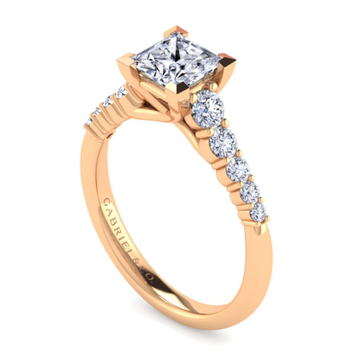 14K Rose Gold Princess Cut Diamond Engagement Ring