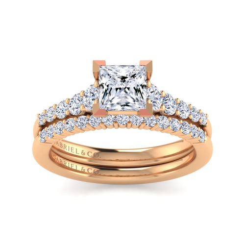 14K Rose Gold Princess Cut Diamond Engagement Ring