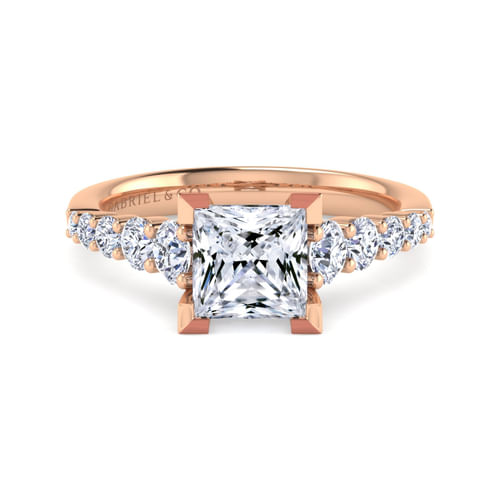 14K Rose Gold Princess Cut Diamond Engagement Ring