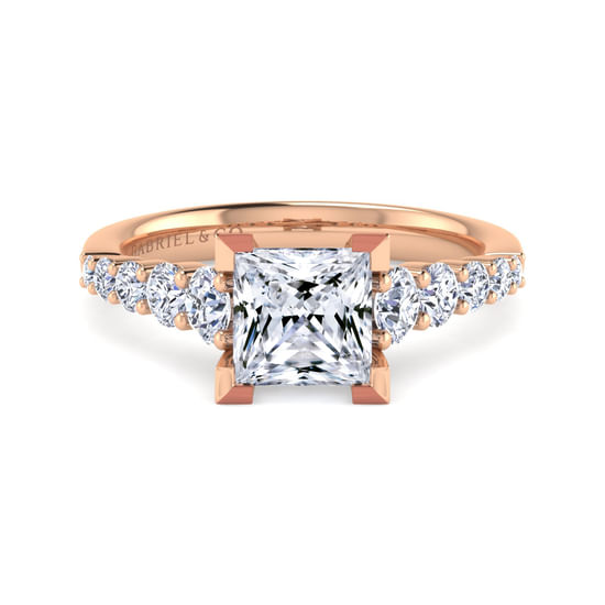 Gabriel - 14K Rose Gold Princess Cut Diamond Engagement Ring