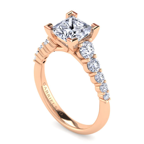 14K Rose Gold Princess Cut Diamond Engagement Ring