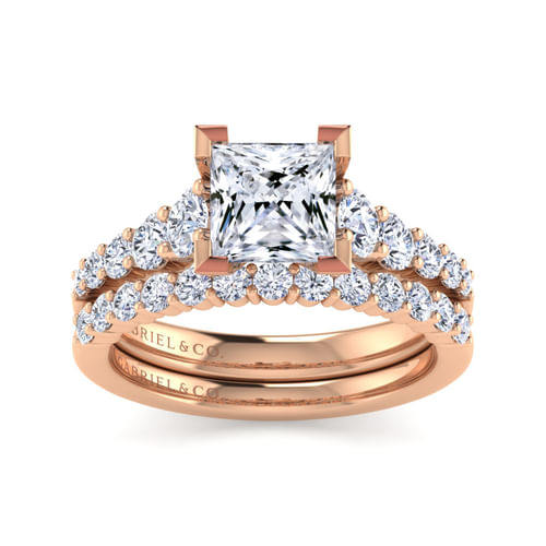 14K Rose Gold Princess Cut Diamond Engagement Ring