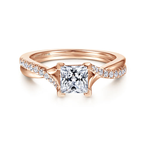 14K Rose Gold Princess Cut Diamond Engagement Ring