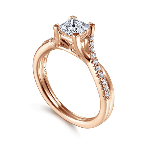 14K Rose Gold Princess Cut Diamond Engagement Ring