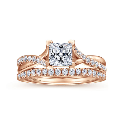 14K Rose Gold Princess Cut Diamond Engagement Ring