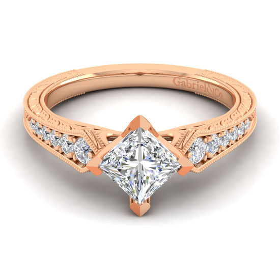 Gabriel - 14K Rose Gold Princess Cut Diamond Engagement Ring