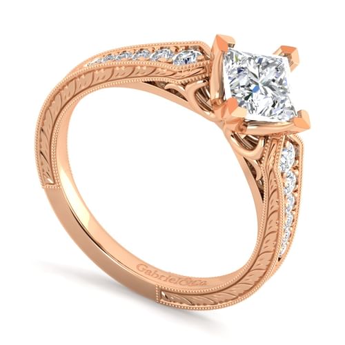 14K Rose Gold Princess Cut Diamond Engagement Ring