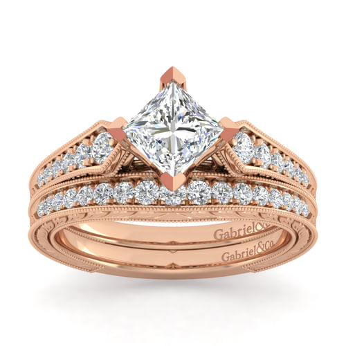 14K Rose Gold Princess Cut Diamond Engagement Ring