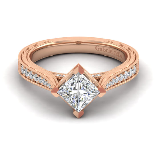 Gabriel - 14K Rose Gold Princess Cut Diamond Engagement Ring