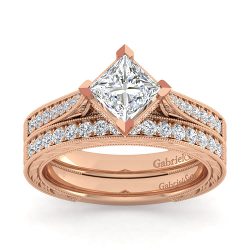 14K Rose Gold Princess Cut Diamond Engagement Ring