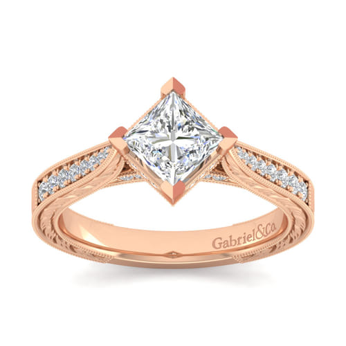 14K Rose Gold Princess Cut Diamond Engagement Ring