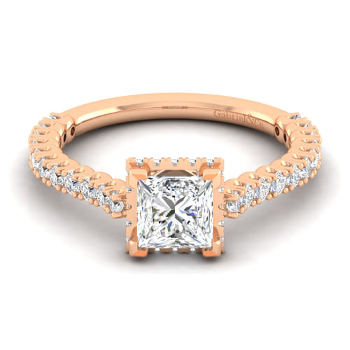 14K Rose Gold Princess Cut Diamond Engagement Ring