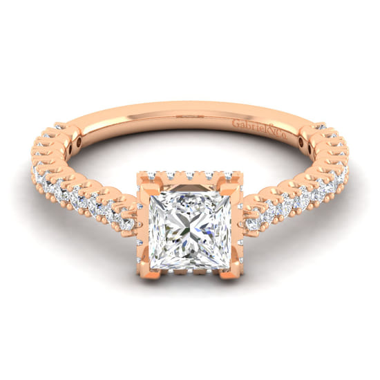 Gabriel - 14K Rose Gold Princess Cut Diamond Engagement Ring