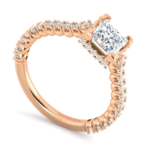 14K Rose Gold Princess Cut Diamond Engagement Ring