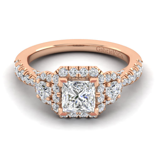 14K Rose Gold Princess Cut Diamond Engagement Ring