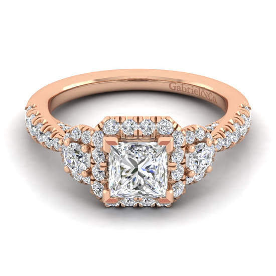 Gabriel - 14K Rose Gold Princess Cut Diamond Engagement Ring