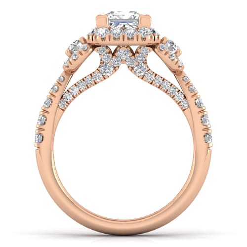 14K Rose Gold Princess Cut Diamond Engagement Ring
