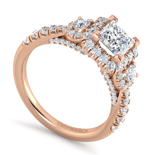 14K Rose Gold Princess Cut Diamond Engagement Ring