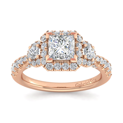 14K Rose Gold Princess Cut Diamond Engagement Ring