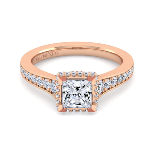 14K Rose Gold Princess Cut Diamond Engagement Ring