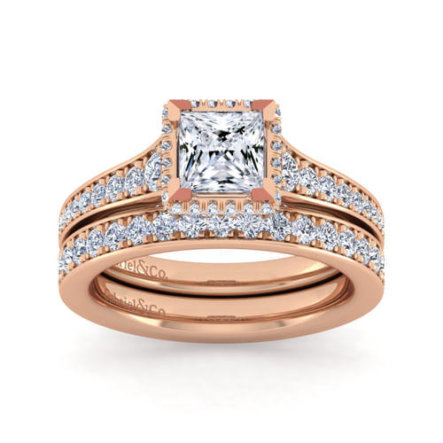 14K Rose Gold Princess Cut Diamond Engagement Ring