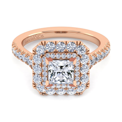 14K Rose Gold Princess Cut Diamond Engagement Ring