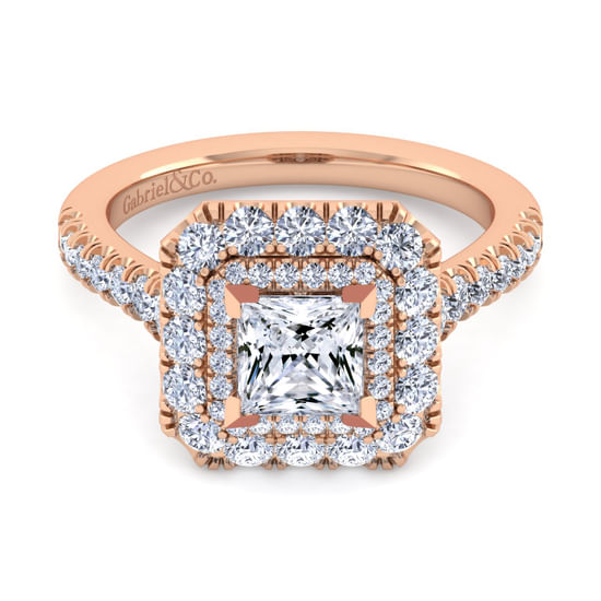 Gabriel - 14K Rose Gold Princess Cut Diamond Engagement Ring