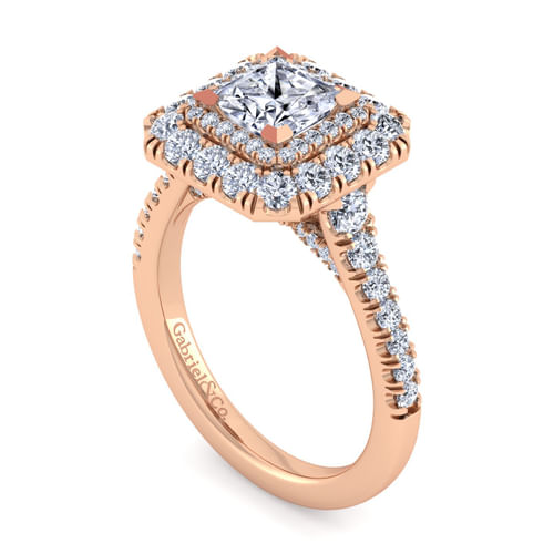 14K Rose Gold Princess Cut Diamond Engagement Ring