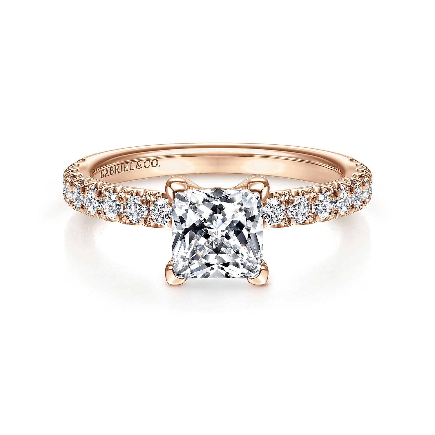 Gabriel - 14K Rose Gold Princess Cut Diamond Engagement Ring