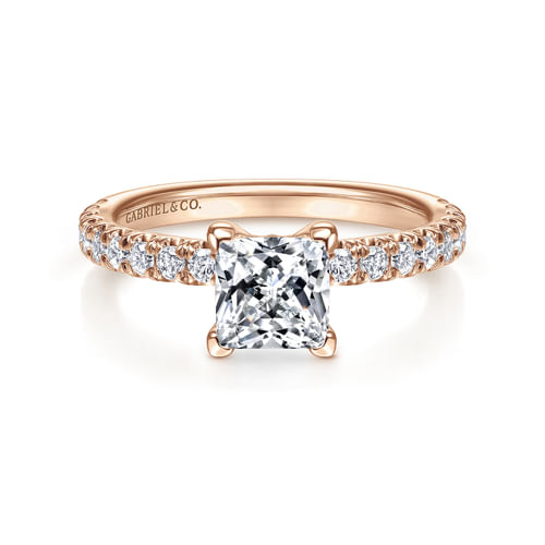 14K Rose Gold Princess Cut Diamond Engagement Ring