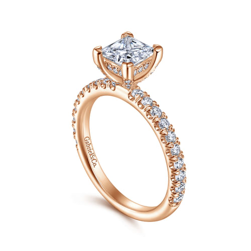 14K Rose Gold Princess Cut Diamond Engagement Ring