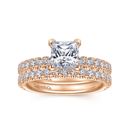 14K Rose Gold Princess Cut Diamond Engagement Ring